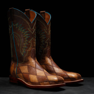 Genuine Ostrich Patchwork - Steel Toe (FREE Belt & Wallet)