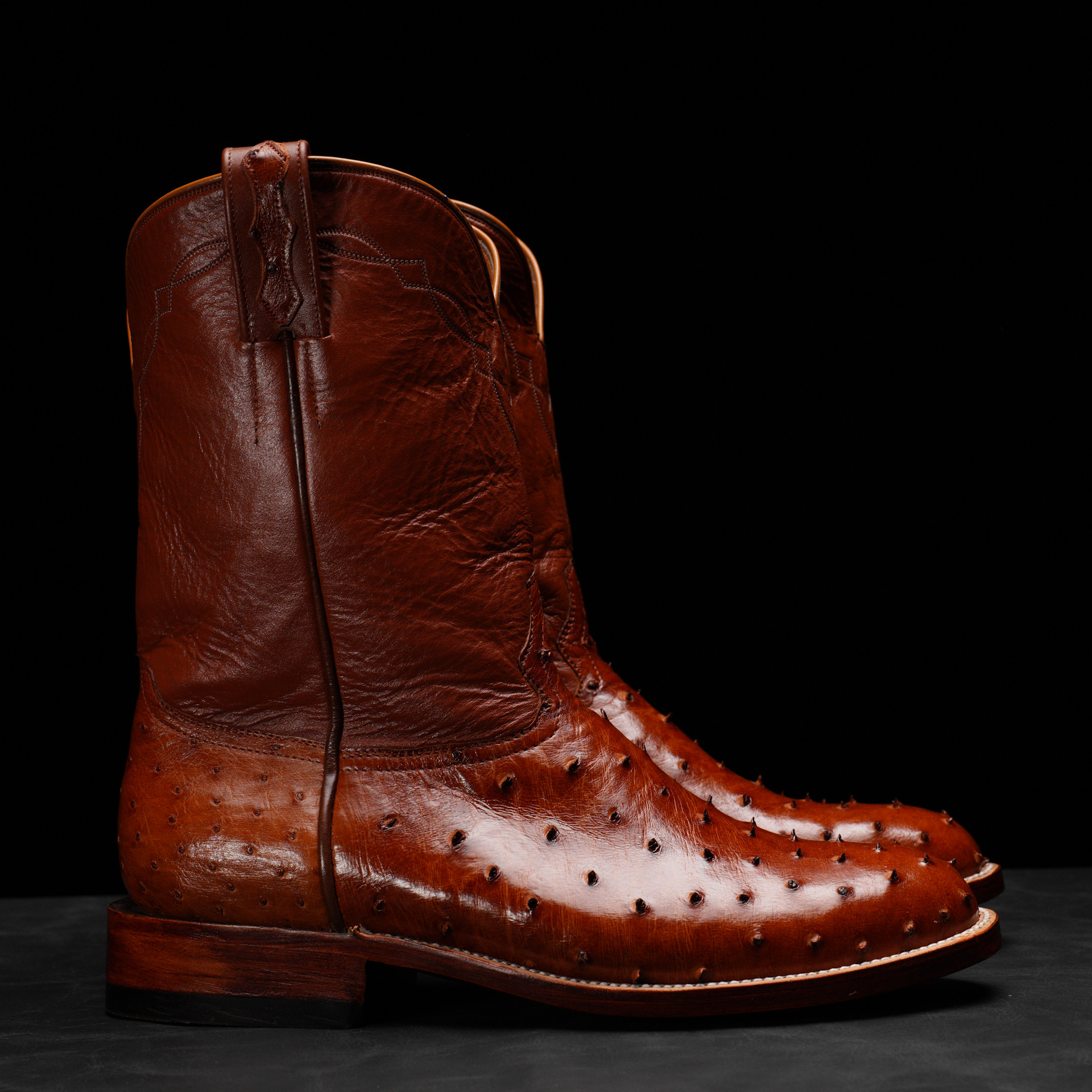 Genuine Cognac Full Quill Ostrich - Round Toe (FREE Belt & Wallet) - Image 2