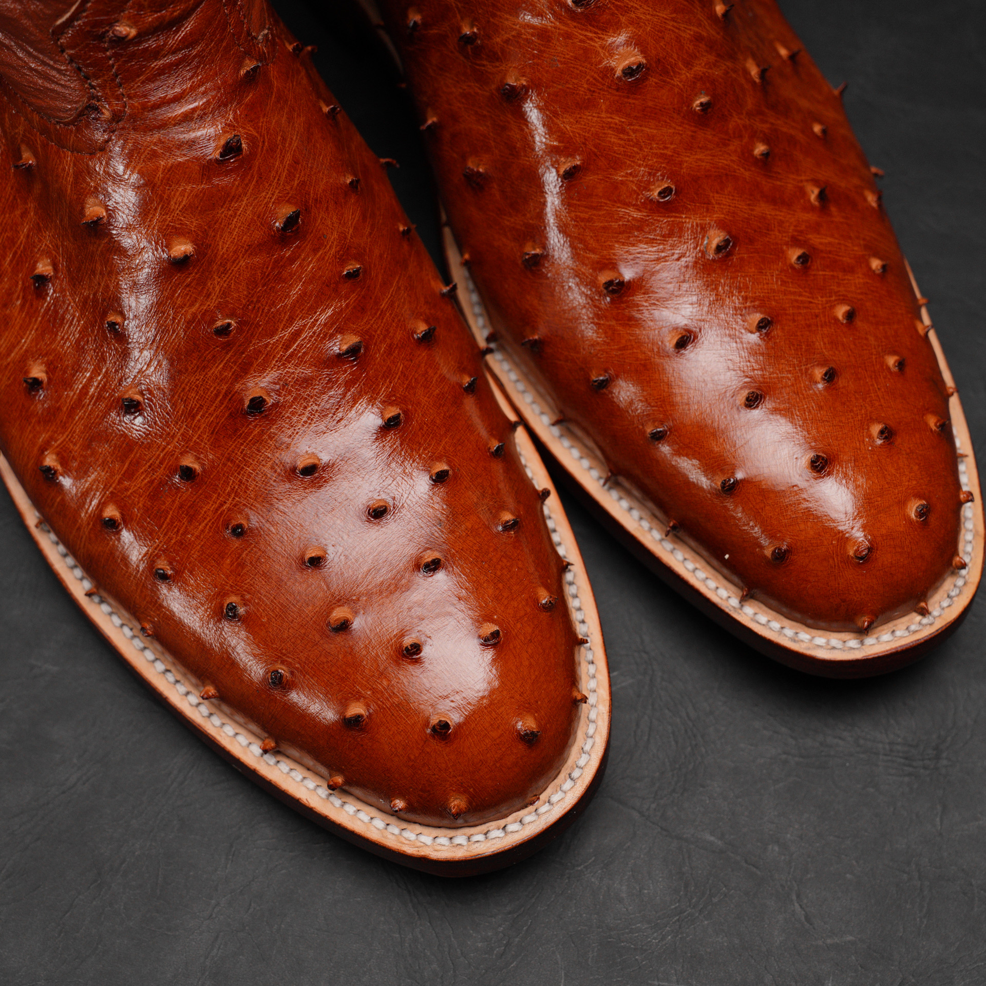 Genuine Cognac Full Quill Ostrich - Round Toe (FREE Belt & Wallet) - Image 3