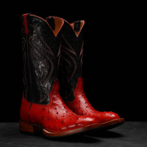 Genuine Red Full Quill Ostrich - Round Toe (FREE Belt & Wallet)