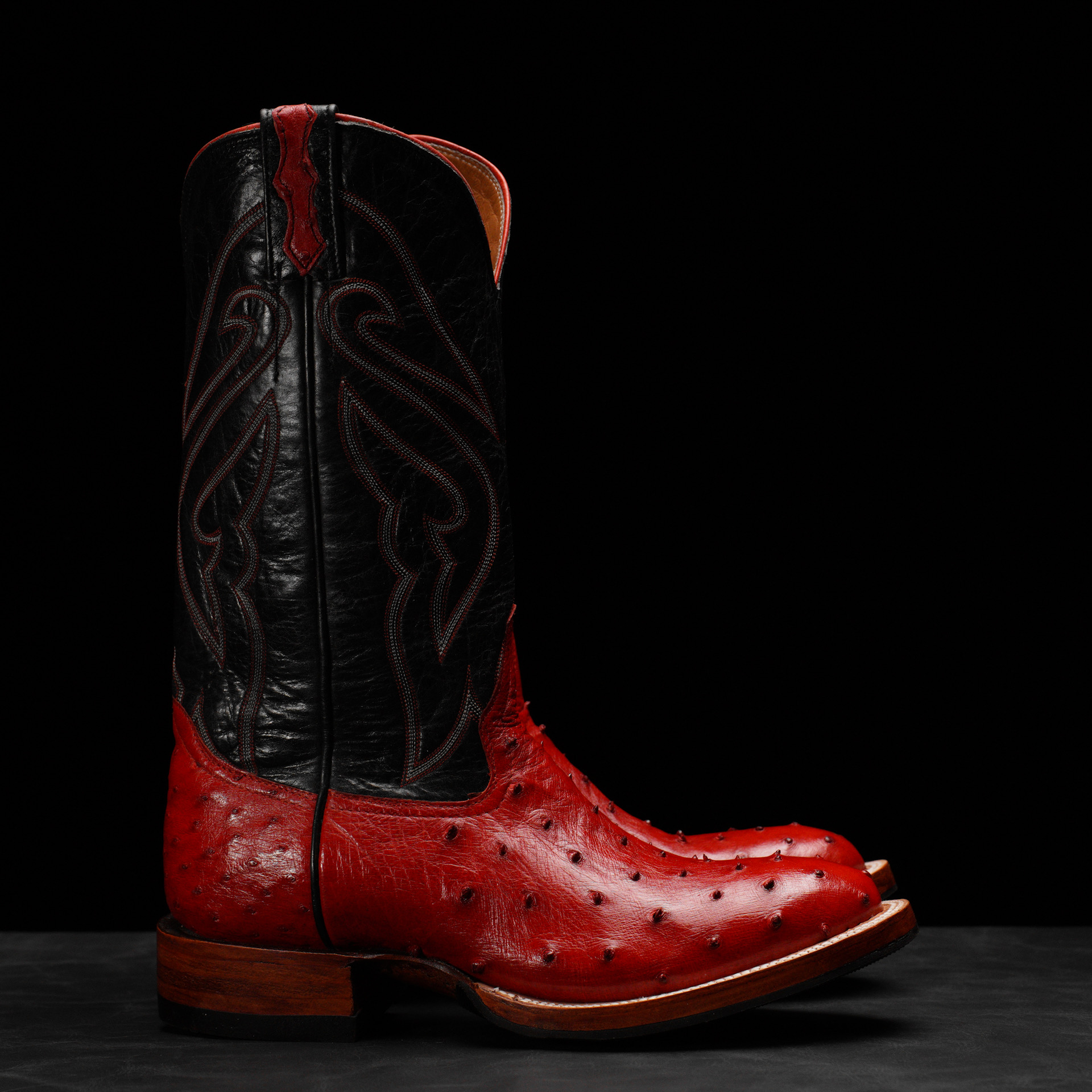 Genuine Red Full Quill Ostrich - Round Toe (FREE Belt & Wallet) - Image 2