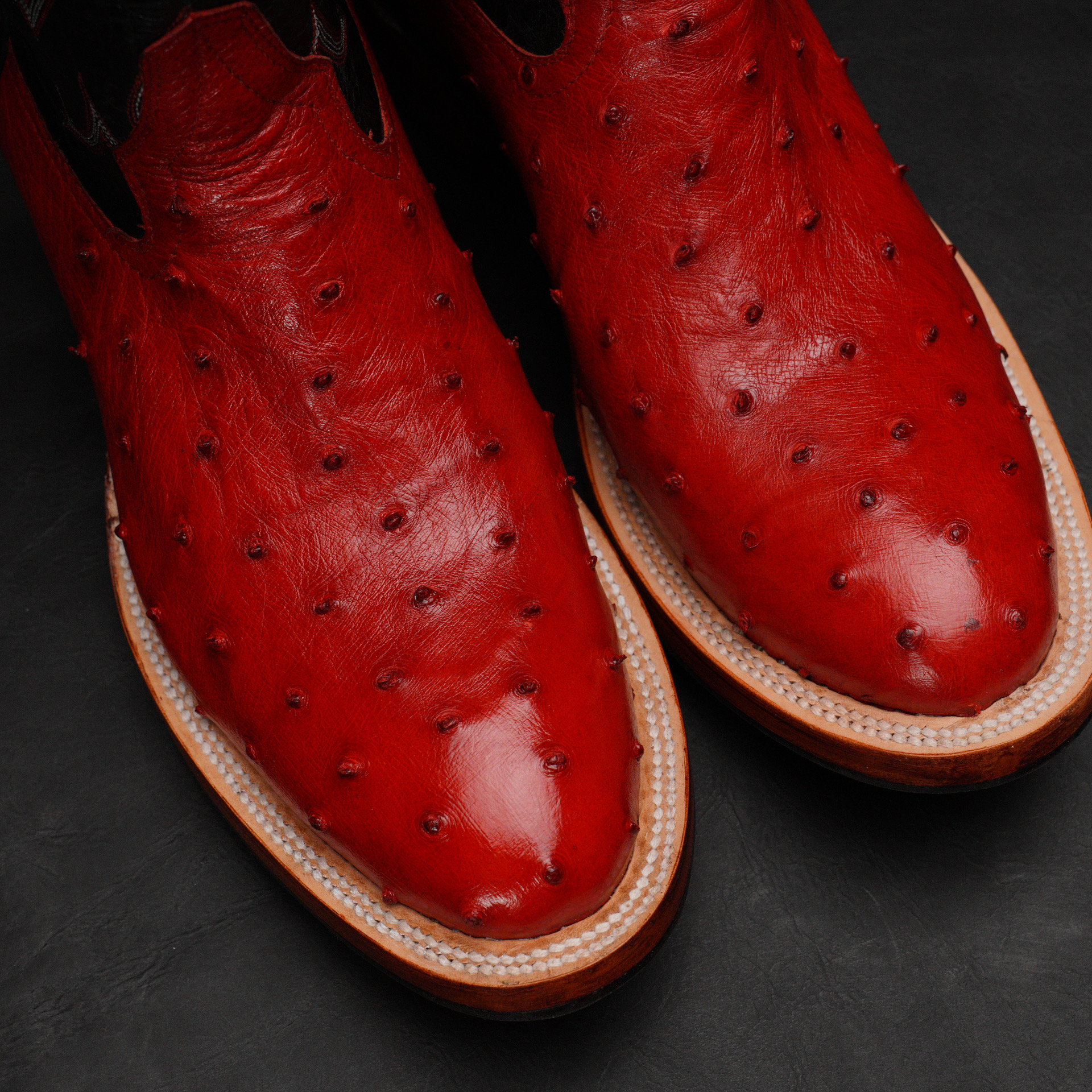 Genuine Red Full Quill Ostrich - Round Toe (FREE Belt & Wallet) - Image 3