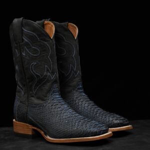 AUTHENTIC Matte Black/Blue Python – Square Toe