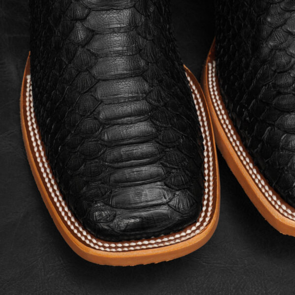 Python Buffalo Shoes AUTHENTIC Black Python – Square Toe – Alfa Western Wear