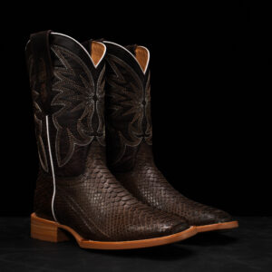 AUTHENTIC Brown Python – Square Toe