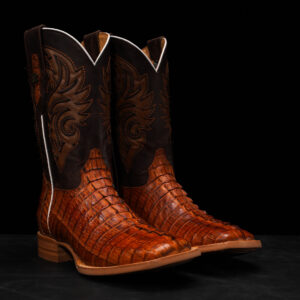 AUTHENTIC Cognac Caiman Tail – Square Toe