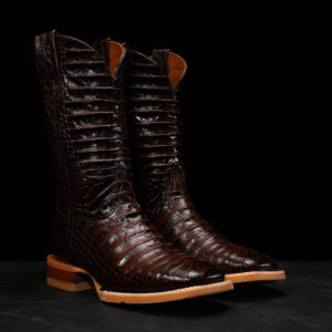 Full Brown Caiman Belly – Square Toe