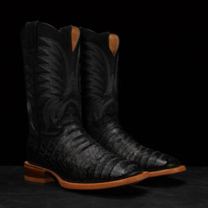 Black Caiman Belly - Square Toe