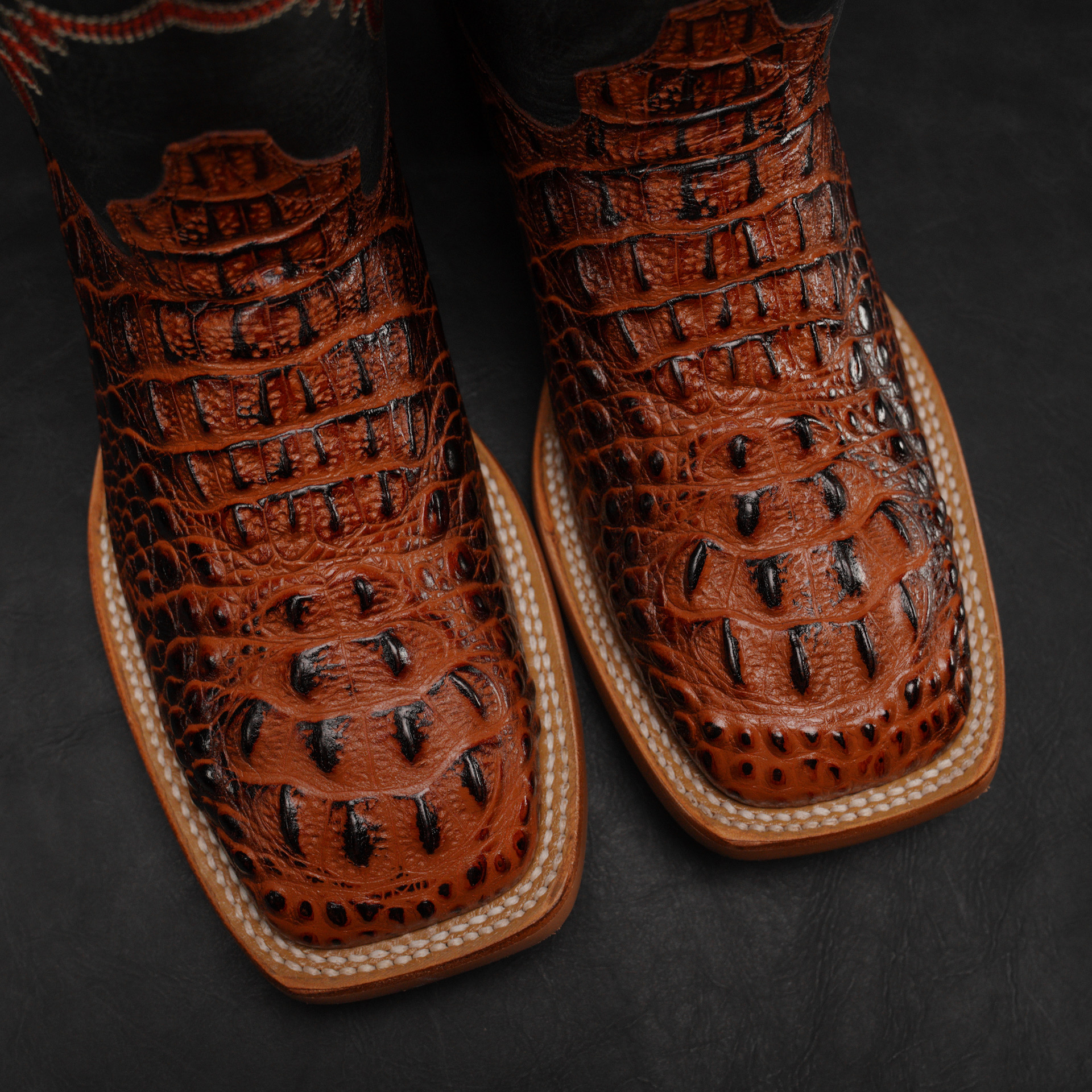 Cognac Caiman Neck - Square Toe - Image 3