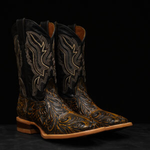 Tan Safari Hand Tooled Cross – Square Toe