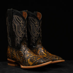 ALL IN -Tan Safari Hand Tooled – Square Toe