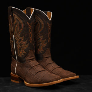 Matte Brown Giant Alligator Belly - Square Toe