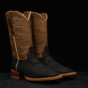 Matte Black Giant Alligator Belly - Square Toe