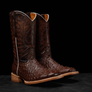 Brown Ostrich – Square Toe