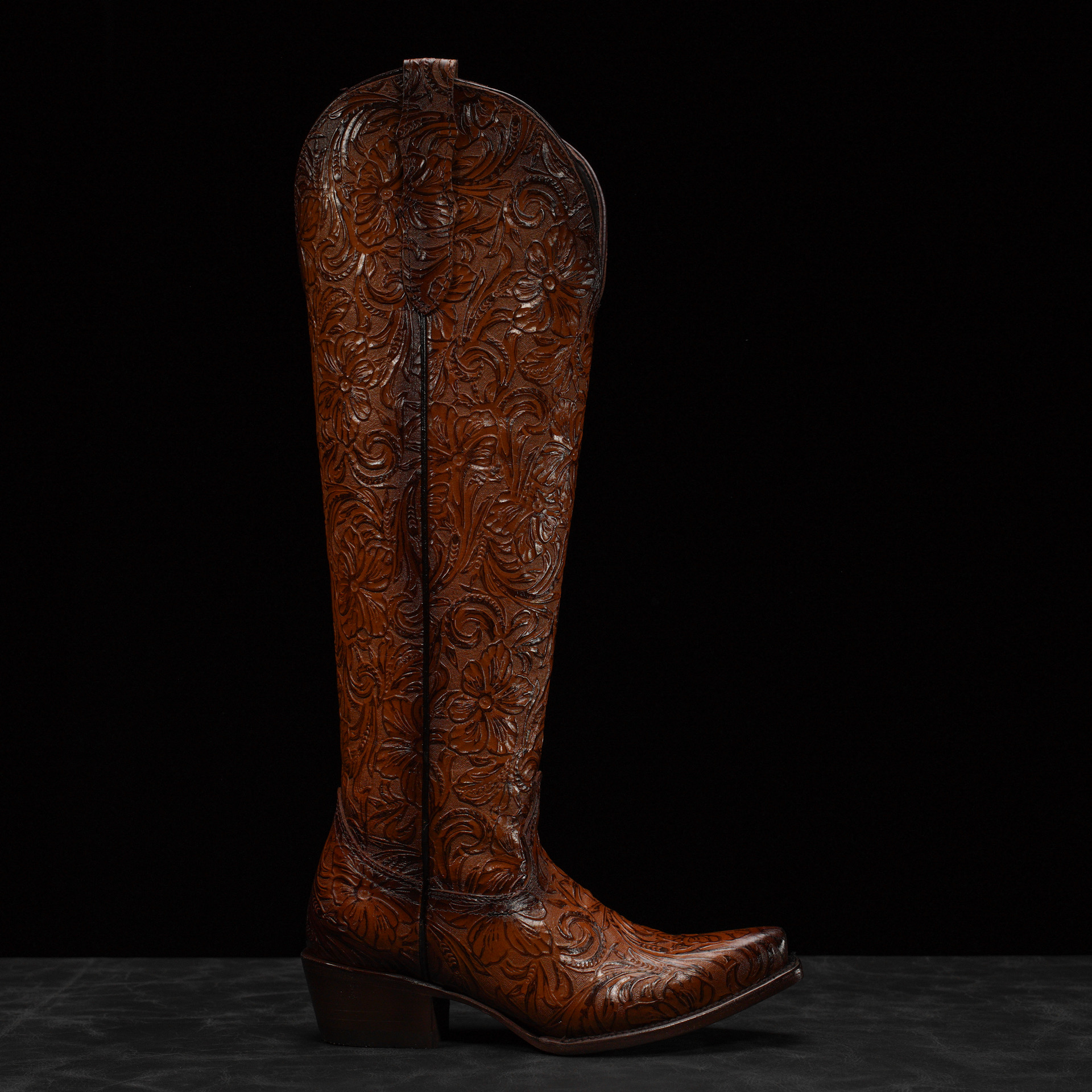 "Charlotte" Honey Hand Tooled - Snip Toe - Image 2