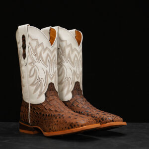 Matte Brown Caiman Neck - Square Toe