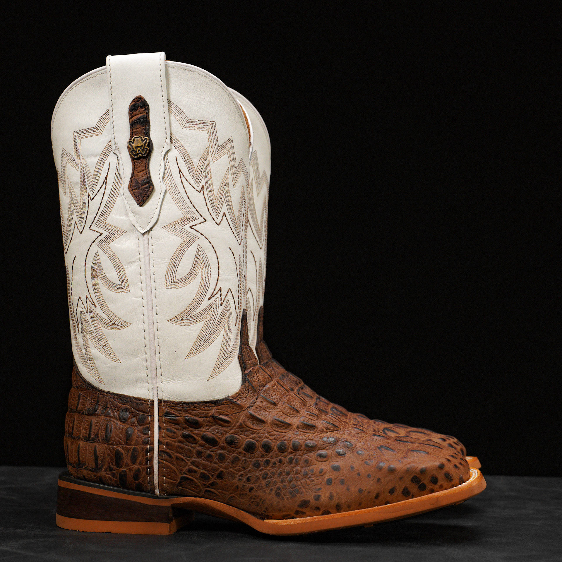 Matte Brown Caiman Neck - Square Toe - Image 2