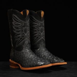 Gray Ostrich – Square Toe