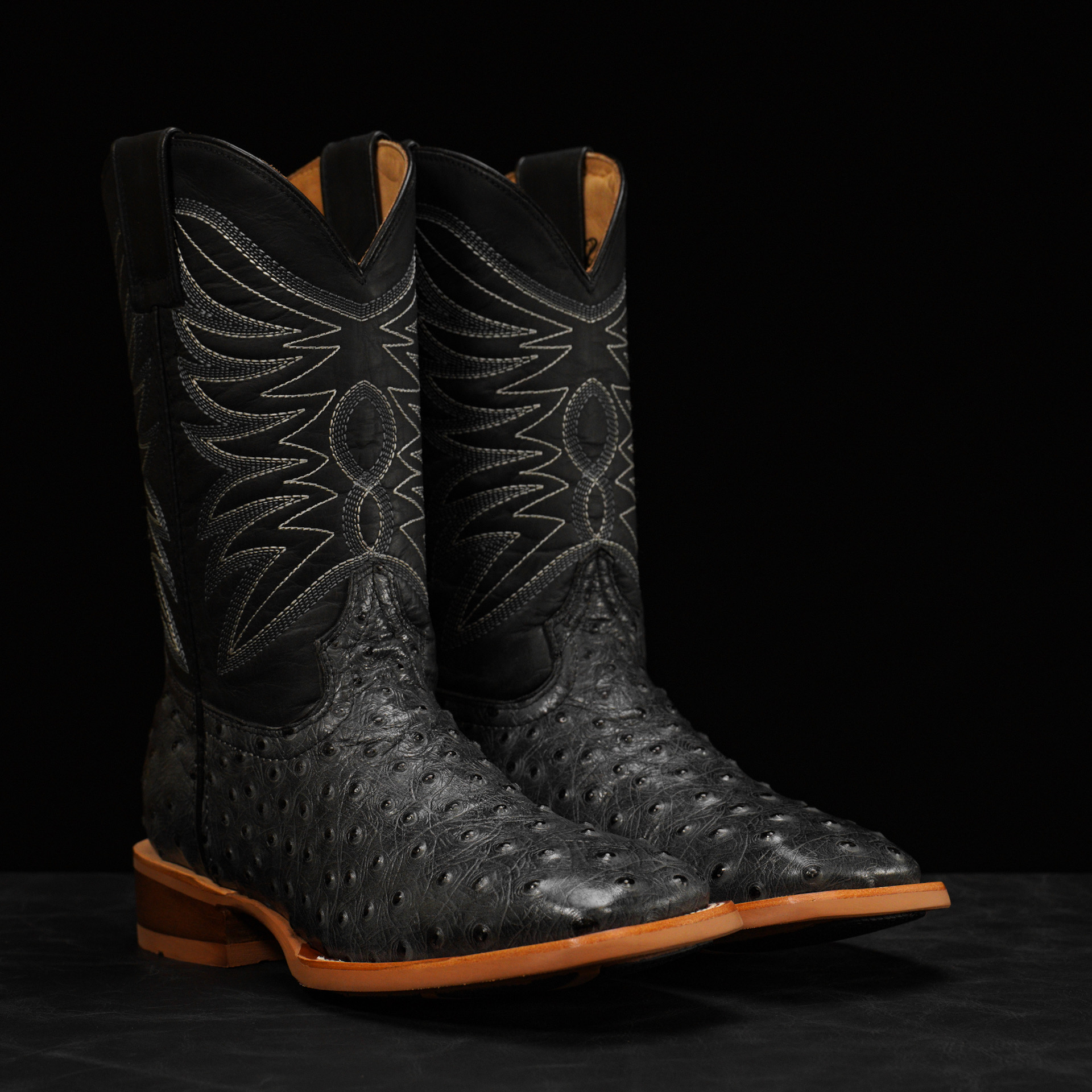 Gray Ostrich – Square Toe