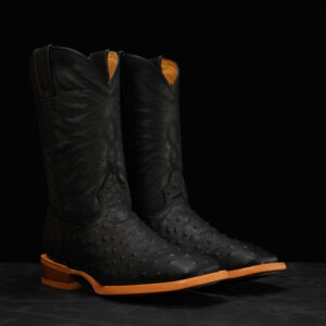 Matte Black Ostrich – Square Toe