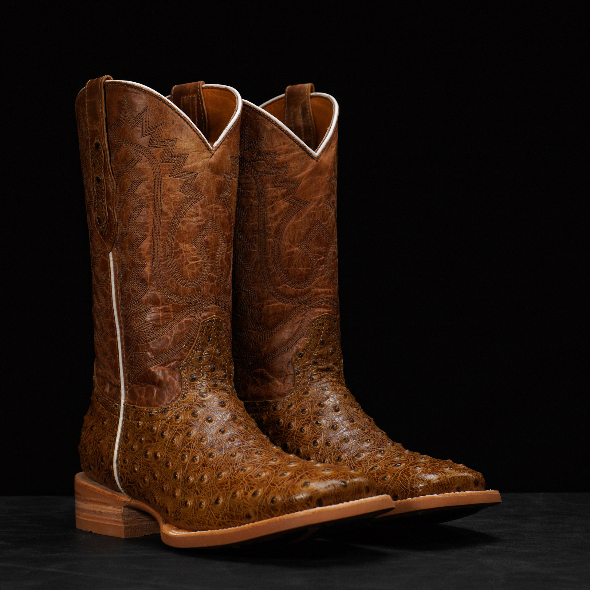 Honey Ostrich – Square Toe
