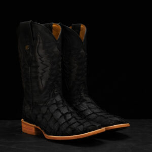 AUTHENTIC Matte Black Pirarucu – Square Toe