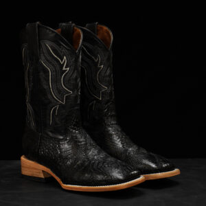 AUTHENTIC Patch Work Black Caiman – Square Toe