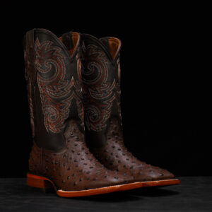 Brown Ostrich – Square Toe