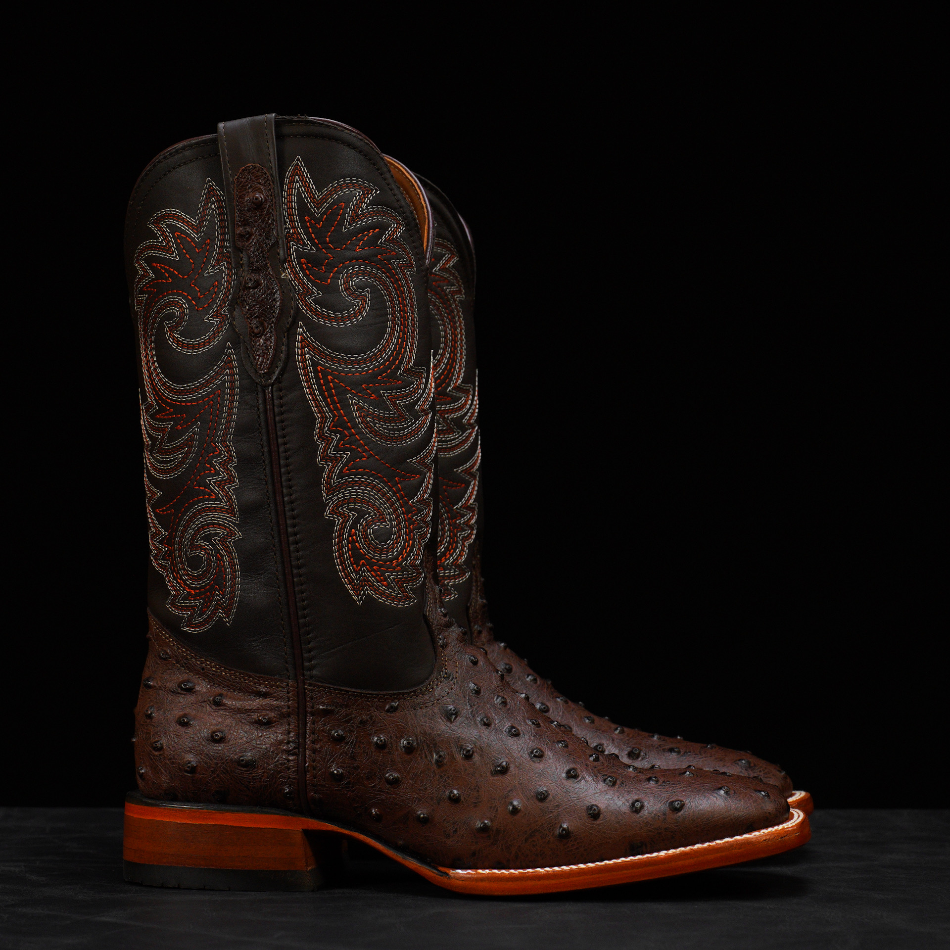 Brown Ostrich – Square Toe - Image 2