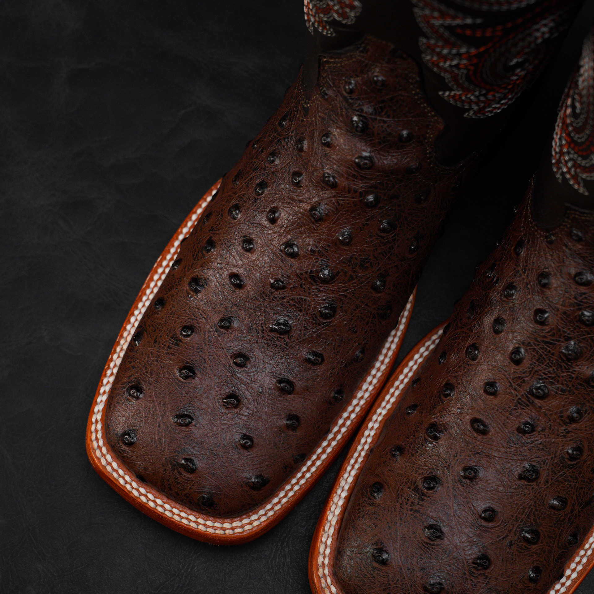 Brown Ostrich – Square Toe - Image 3