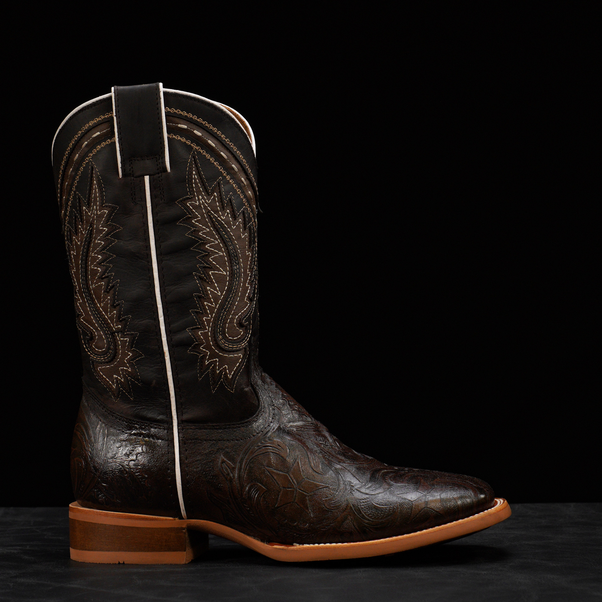 Brown Hand Tooled – Square Toe - Image 2