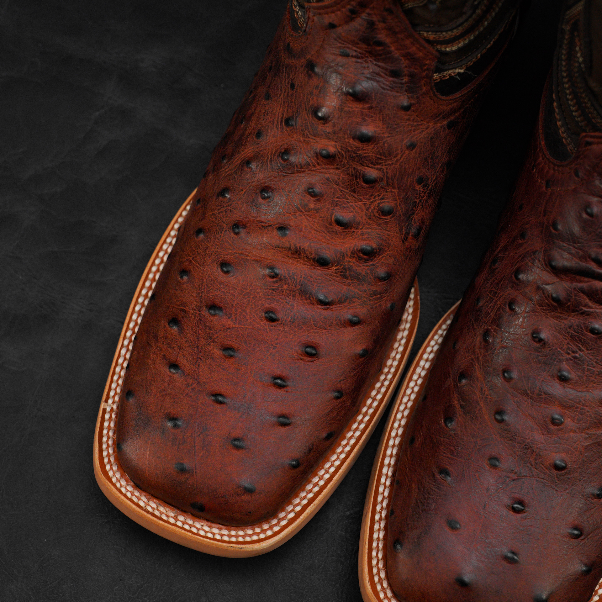 Matte Cognac Ostrich – Square Toe - Image 3