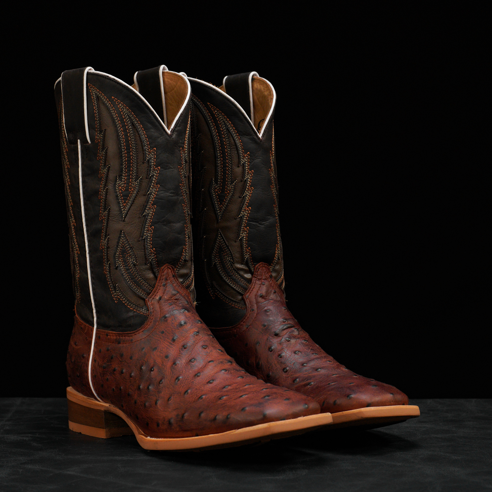 Matte Cognac Ostrich – Square Toe