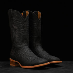 Matte Black Caiman Neck - Square Toe