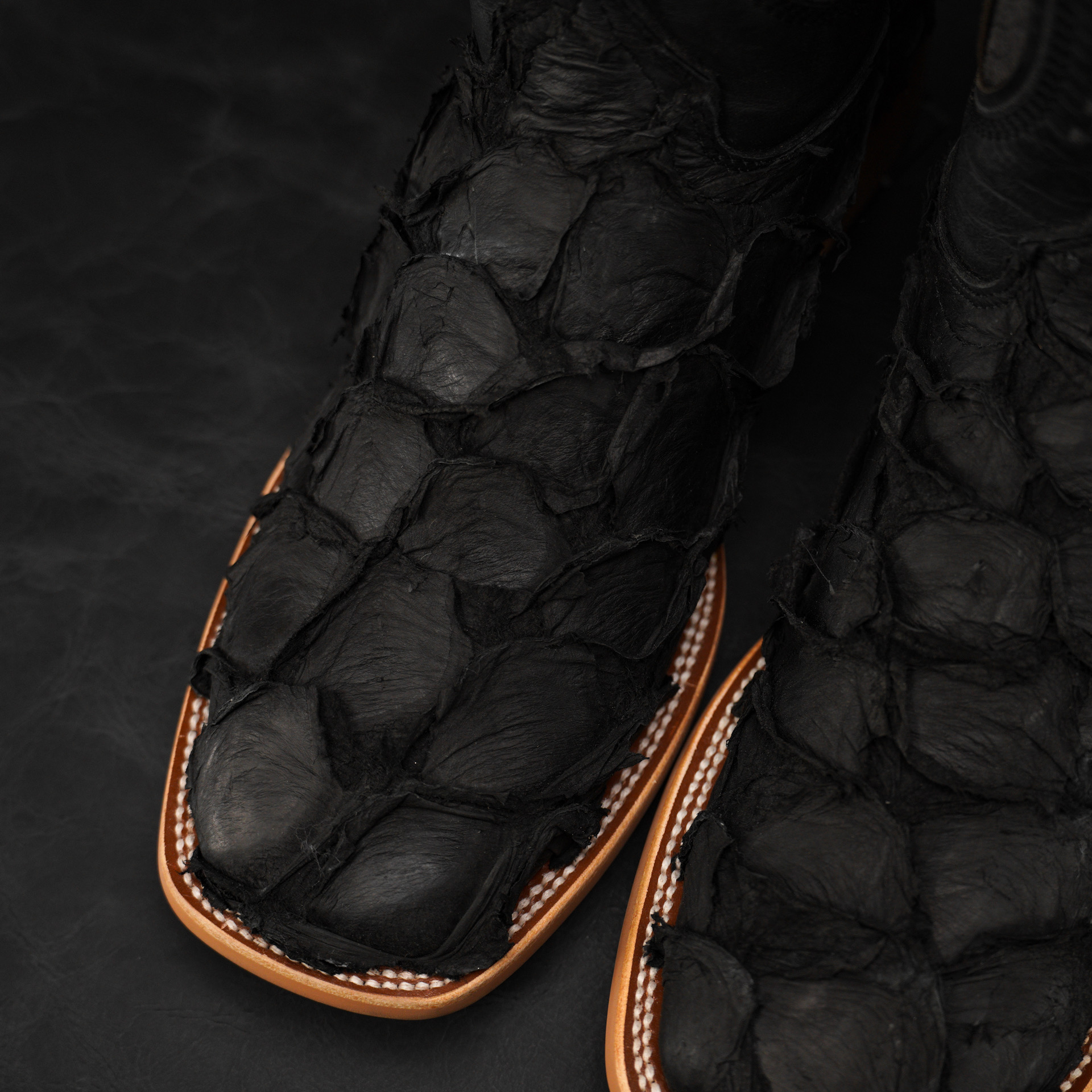 AUTHENTIC Matte Black Pirarucu – Square Toe - Image 3
