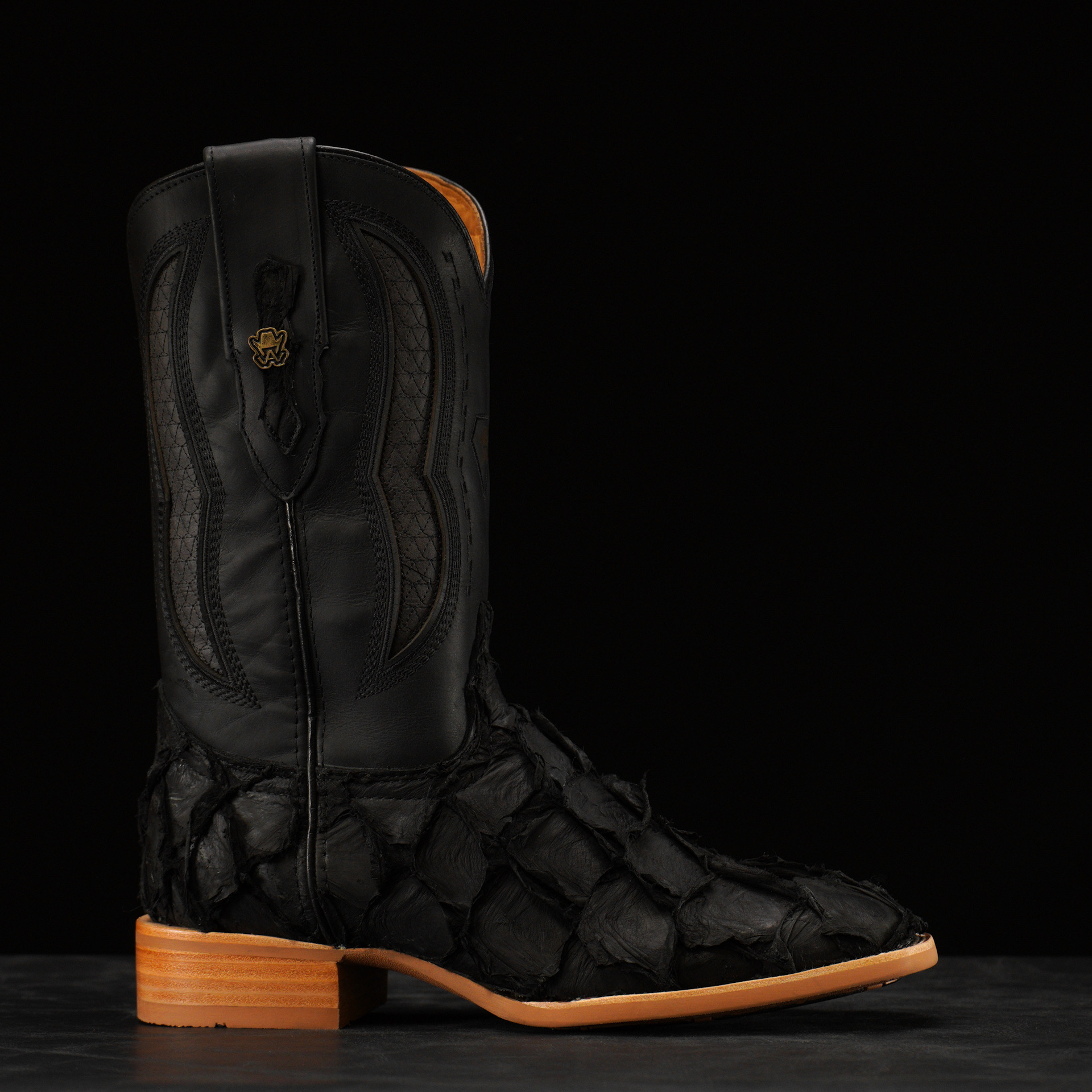 AUTHENTIC Matte Black Pirarucu – Square Toe - Image 2