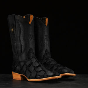 AUTHENTIC Matte Black Pirarucu – Square Toe