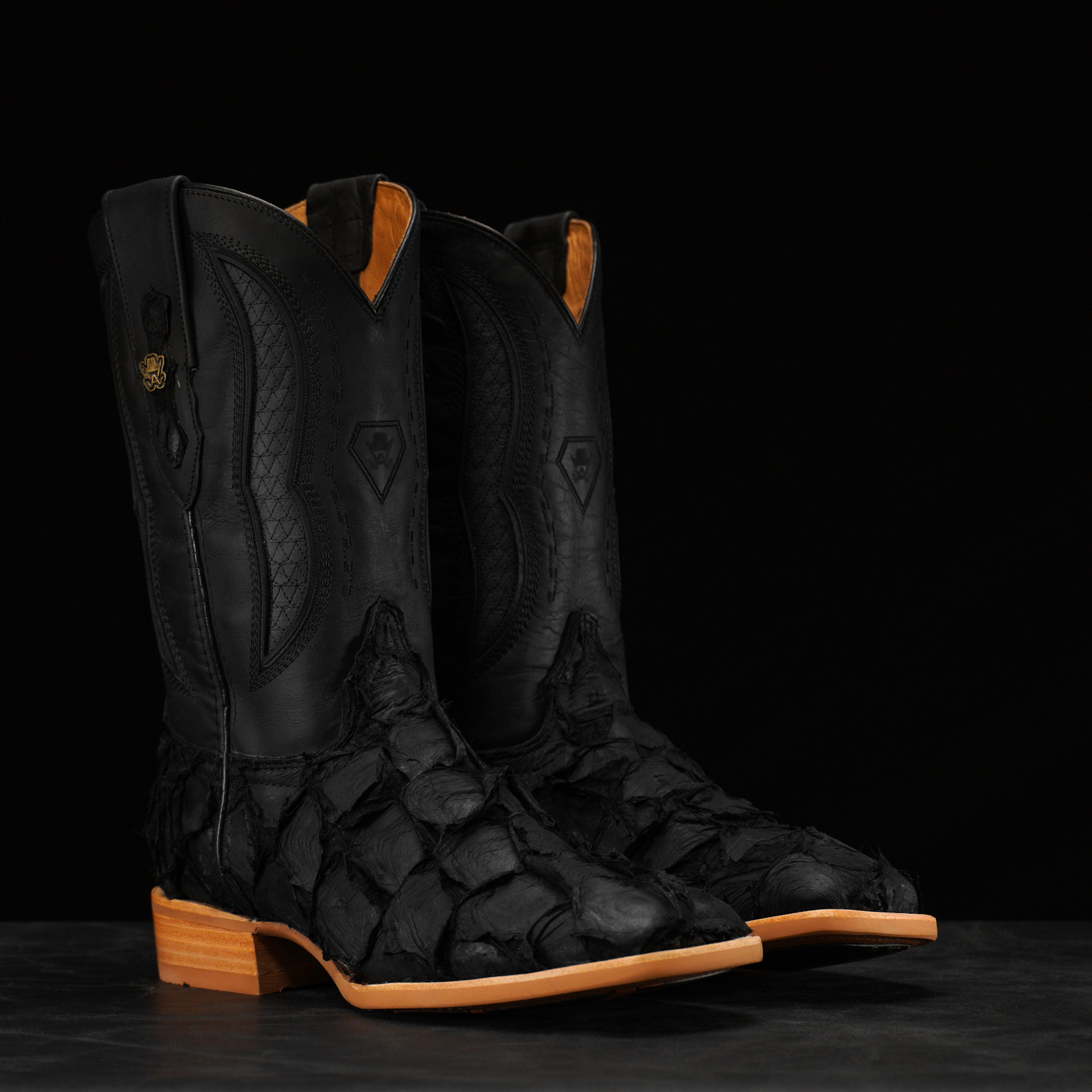 AUTHENTIC Matte Black Pirarucu – Square Toe