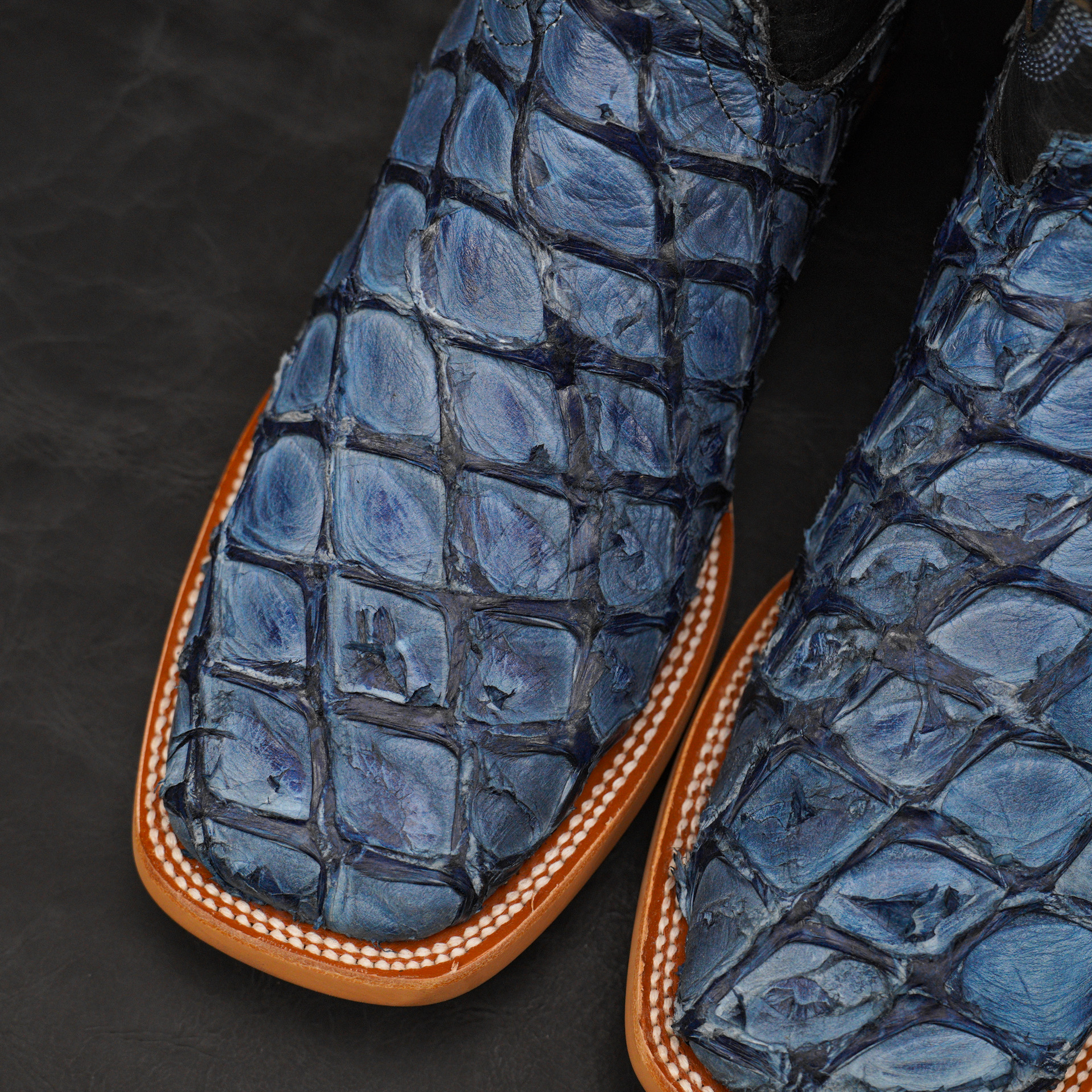 AUTHENTIC Baby Blue Pirarucu – Square Toe - Image 4