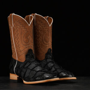 AUTHENTIC Matte Black Pirarucu – Square Toe