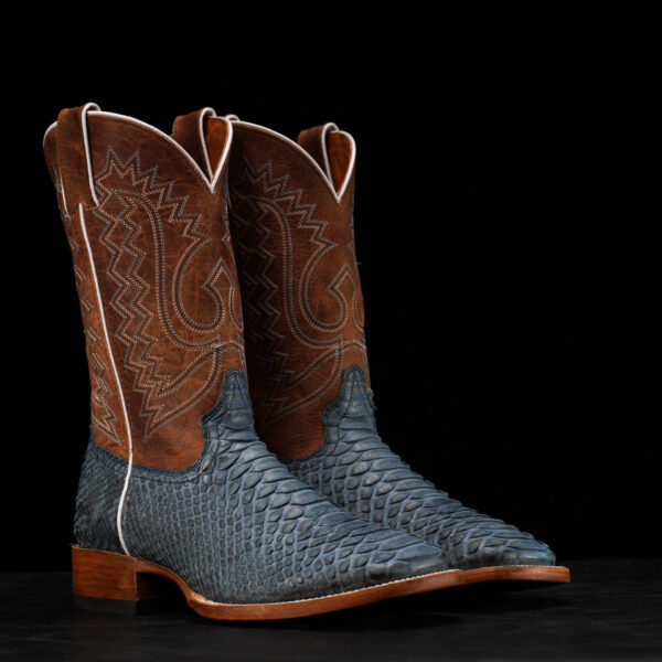 Python Skin Boots Blue AUTHENTIC Baby Blue Python – Square Toe - Alfa Western WearAlfa Western ...