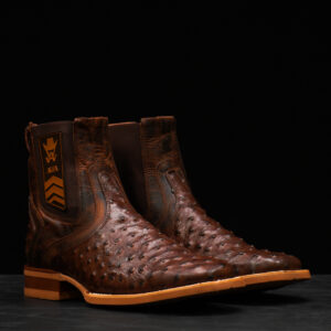 Brown Ostrich Chelsea Boot – Square Toe