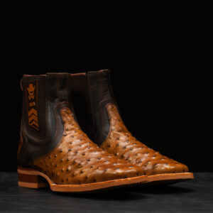 Honey Ostrich Chelsea Boot – Square Toe