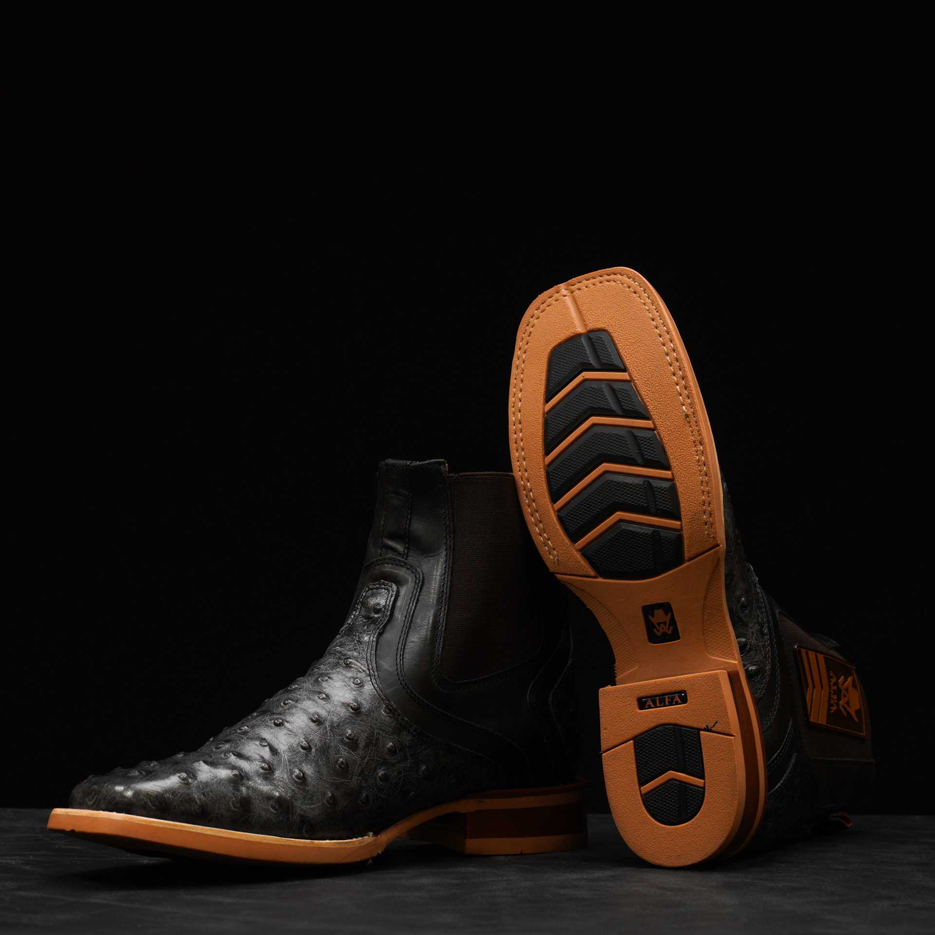 Gray Ostrich Chelsea Boot – Square Toe - Image 3