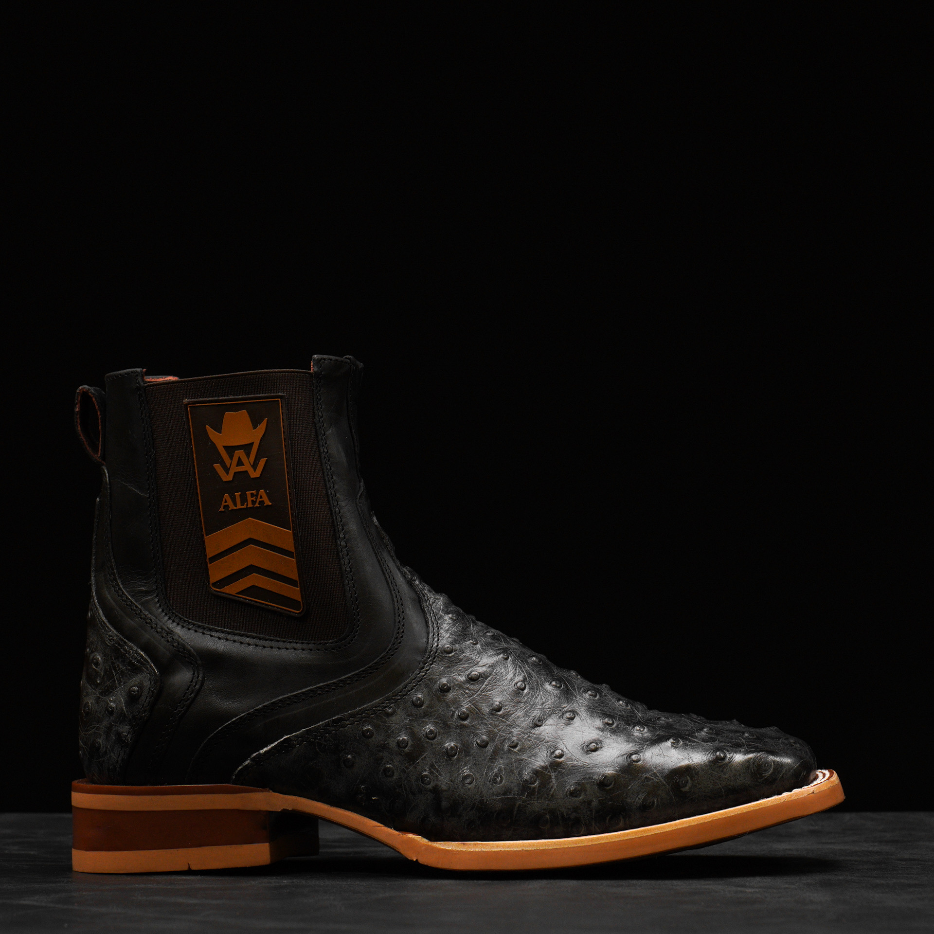 Gray Ostrich Chelsea Boot – Square Toe - Image 2