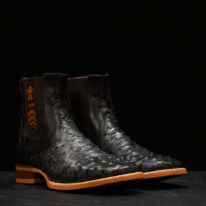 Gray Ostrich Chelsea Boot – Square Toe