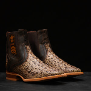 Desert Caiman Horn Back Chelsea Boot - Square Toe
