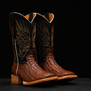 Cognac Caiman Horn Back - Square Toe