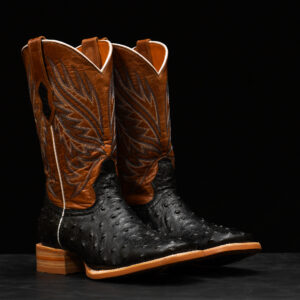 Black Ostrich – Square Toe