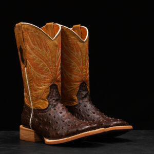 Brown Ostrich - Square Toe